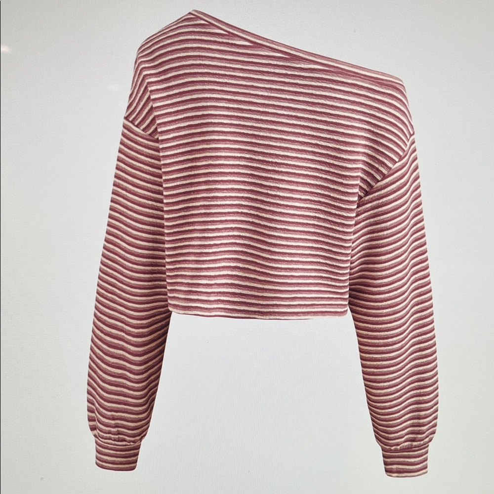 BRAND NEW WITH TAGS from CIDER COTTON-BLEND ASYMMETRICAL NECK STRIPE TOP SZ. SM